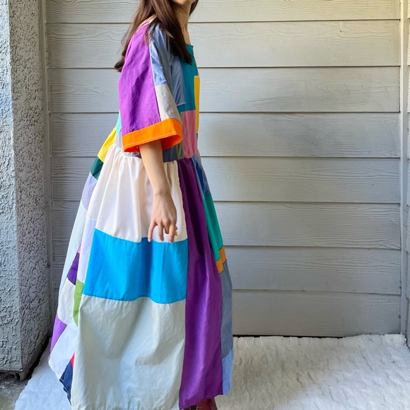 Handmade Quilted Patchwork Colorblock Dress SKU 10184 - Picture 10 of 16